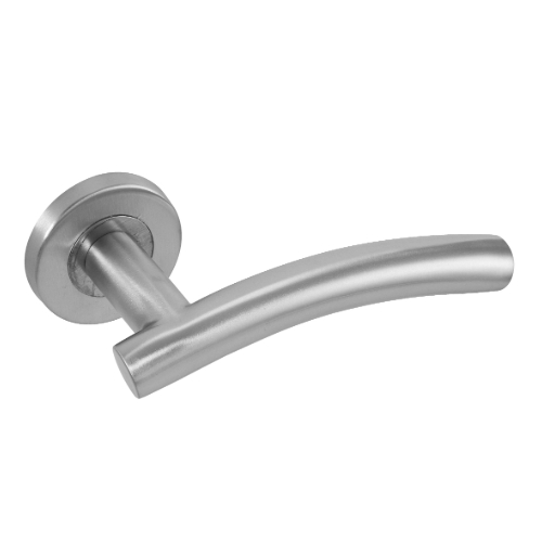 ARCHED T-BAR LEVER HANDLE ON ROUND ROSE