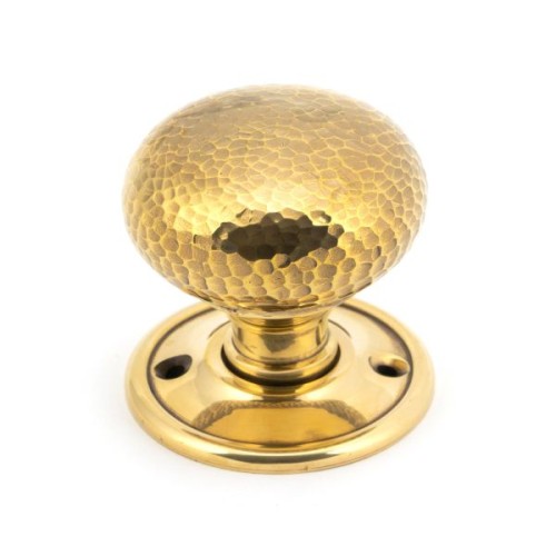 HAMMERED MUSHROOM MORTICE / RIM DOOR KNOBS ON FACE FIXED ROSE