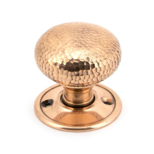 HAMMERED MUSHROOM MORTICE / RIM DOOR KNOBS ON FACE FIXED ROSE