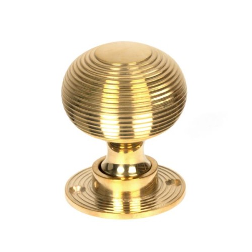 HEAVY REEDED MORTICE / RIM DOOR KNOBS ON FACE FIXED ROSE