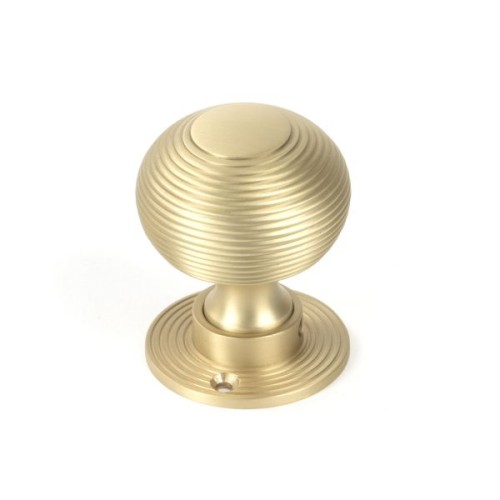 HEAVY REEDED MORTICE / RIM DOOR KNOBS ON FACE FIXED ROSE