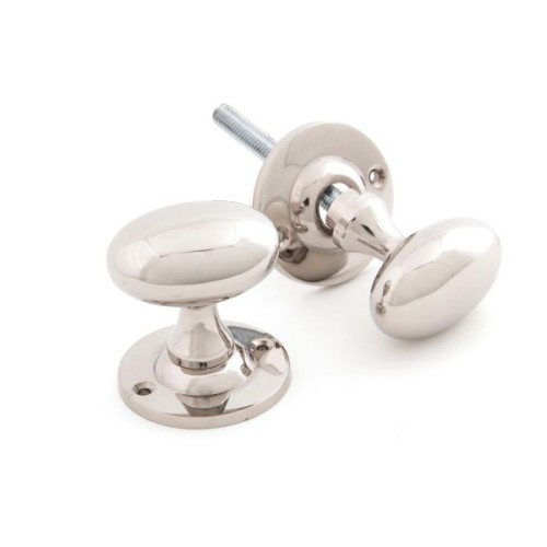 OVAL RANGE MORTICE / RIM DOOR KNOBS ON FACE FIXED ROSE