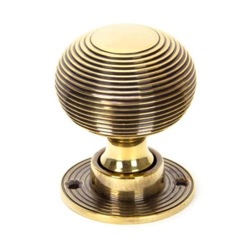 HEAVY REEDED MORTICE / RIM DOOR KNOBS ON FACE FIXED ROSE