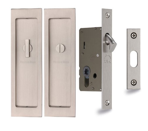 BATHROOM SLIDING PRIVACY LOCK SET WITH RECTANGULAR TURN & RELEASE