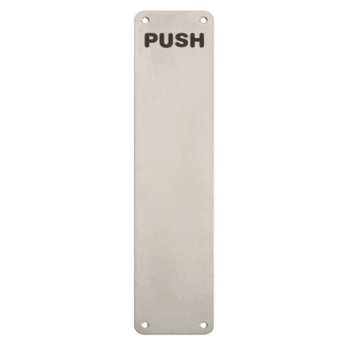 FINGER PLATE WITH ENGRAVED PUSH - RADIUS CORNER