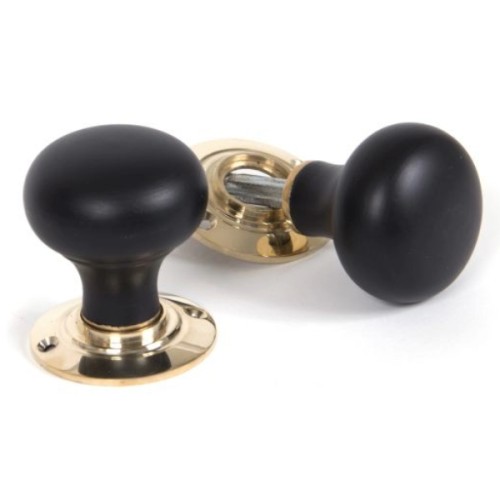 EBONY MUSHROOM MORTICE / RIM DOOR KNOBS