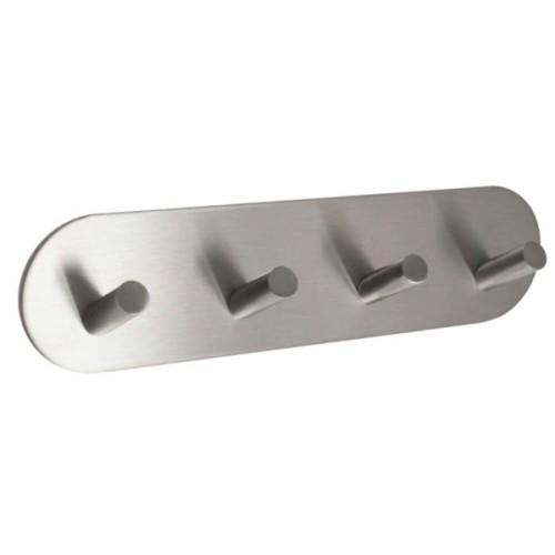 ANGLED ROBE HOOK RACK ON SELF ADHESIVE BASE (4 HOOKS)