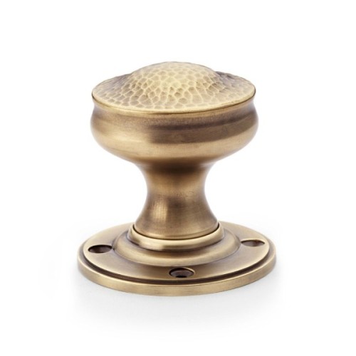 HAMMERED HARRIS MORTICE DOOR KNOB ON FACE FIX ROSE