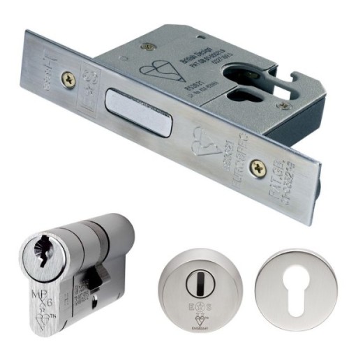 EUROSPEC EURO PROFILE BRITISH STANDARD RATED MORTICE DEADLOCK KIT - KEY/KEY - FD30/60 FIRE RATED