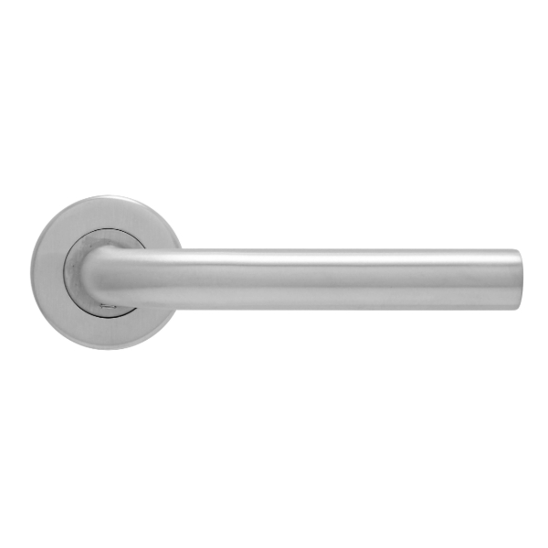 RADIUS TUBULAR LEVER HANDLE ON ROUND ROSE