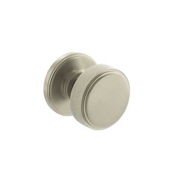 HARRISON KNURLED MORTICE DOOR KNOB ON CONCEALED ROSE