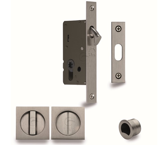 BATHROOM SLIDING PRIVACY LOCK SET WITH SQUARE TURN & RELEASE