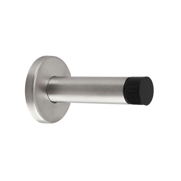 HEAVY DUTY TUBULAR DOOR STOP ON CONCEALED FIX ROSE  - WALL / SKIRTING MOUNTED