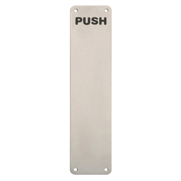 FINGER PLATE WITH ENGRAVED PUSH - RADIUS CORNER