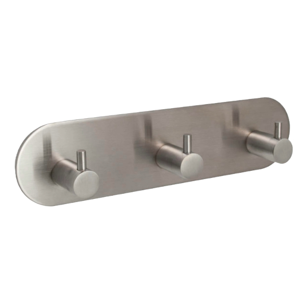 CONTEMPORARY ROBE HOOK RACK ON SELF ADHESIVE BASE (3 HOOKS)