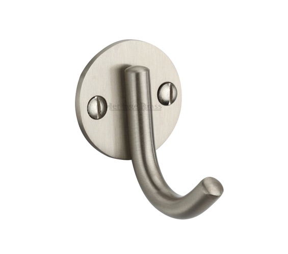 SINGLE CURVED ROBE HOOK ON ROUND BASE