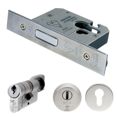 EUROSPEC EURO PROFILE BRITISH STANDARD RATED MORTICE DEADLOCK KIT - KEY/TURN - FD30/60 FIRE RATED