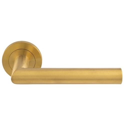 MITRED TUBULAR LEVER HANDLE ON ROUND ROSE